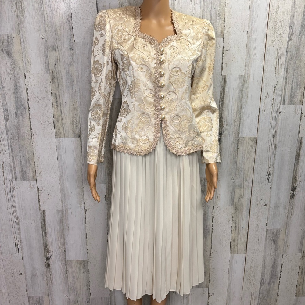 Jeffrey‎ & Dara Vintage 80’s Cream Lace Jacket and Skirt Set